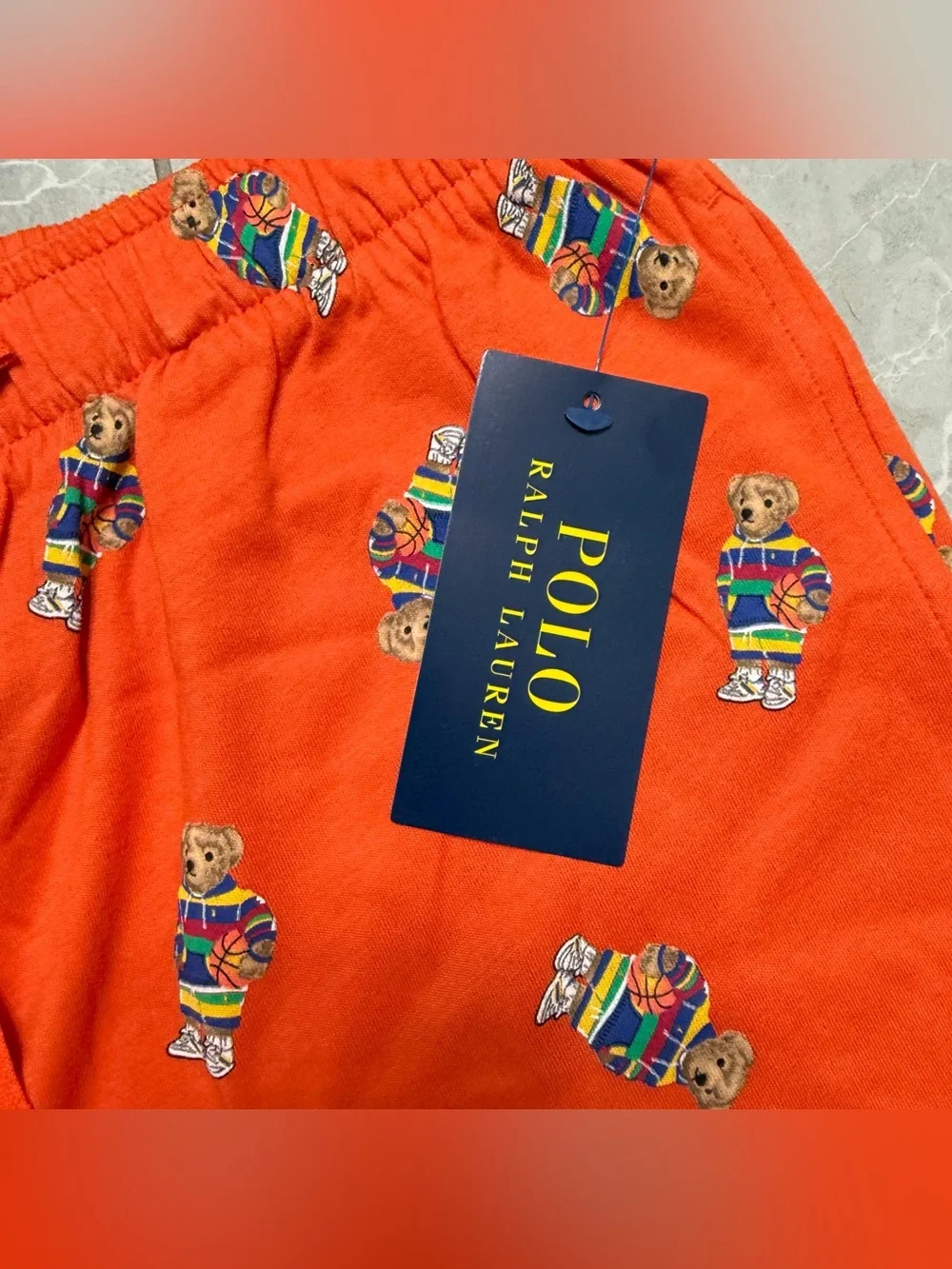 Polo Ralph Lauren Mens Orange Polo Bear Print Sleep/Lounge Shorts- Medium NWT